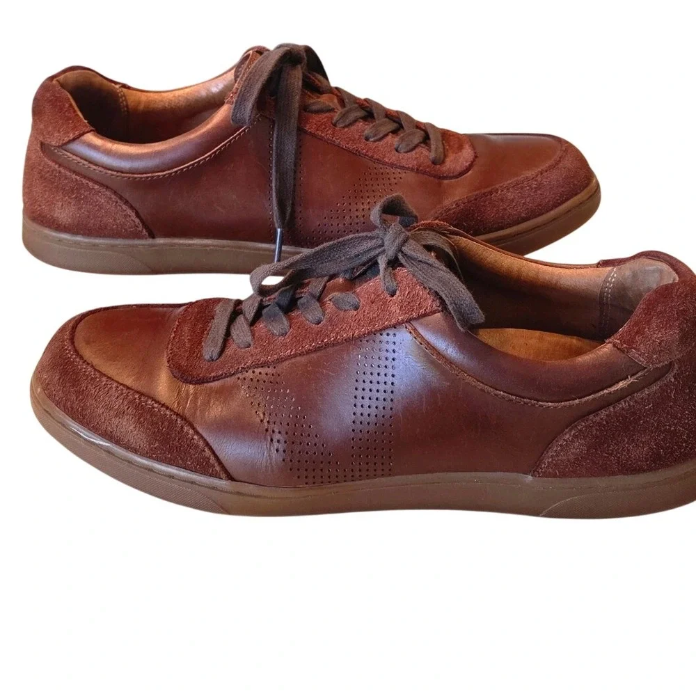 Vionic‎ Brok Leather Suede Low Top Sneakers Orthotic Brown Casual Mens 10